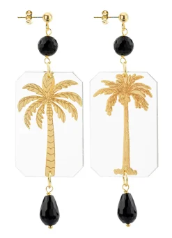 Orecchini Palma Plexiglass Trasparente Nero