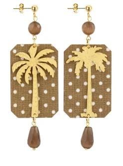 Orecchini Palma Pois Marrone