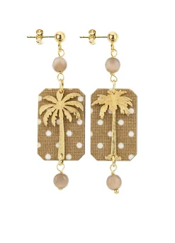 Orecchini Palma Pois Mini Marrone