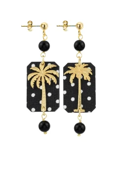 Orecchini Palma Pois Mini Nero