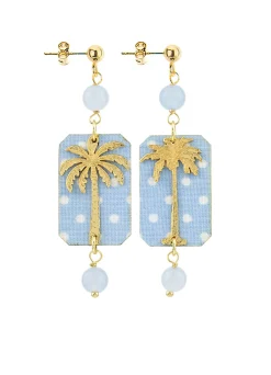 Orecchini Palma Pois Mini Celeste