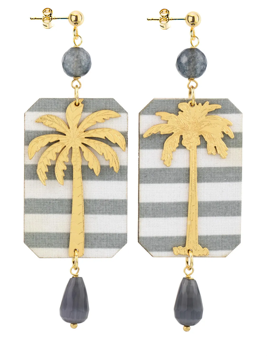 Orecchini Palma Righe Grigio