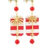 Orecchini Palma Righe Mini Rubino