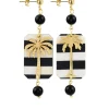 Orecchini Palma Righe Mini Nero