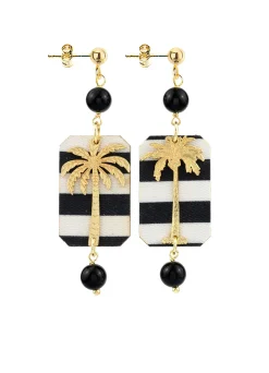 Orecchini Palma Righe Mini Nero