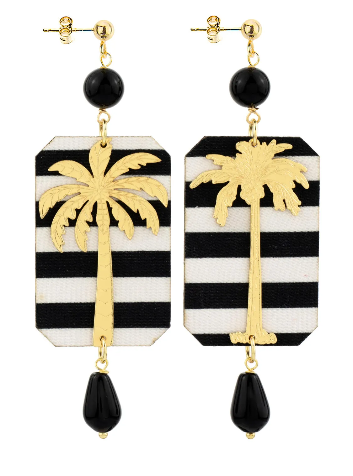 Orecchini Palma Righe Nero