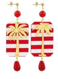 Orecchini Palma Righe Rubino