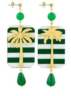 Orecchini Palma Righe Verde