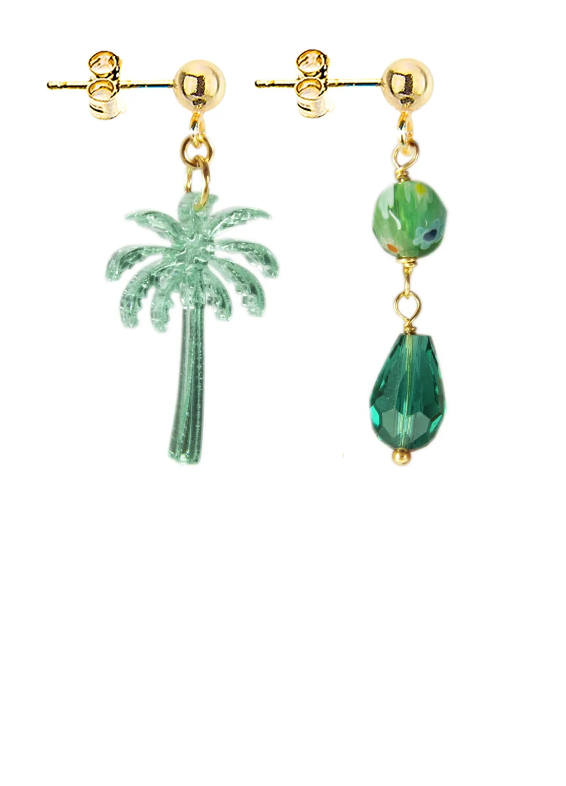 Orecchini Palma Specchio Mini Verde Giada