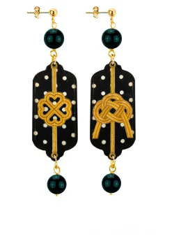 Orecchini Pois Quadrifoglio E Nodo Mini Nero