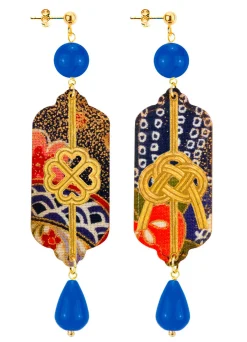 Orecchini Quadrifoglio E Nodo Blu