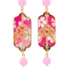 Orecchini Quadrifoglio E Nodo Mini Rosa Fluo