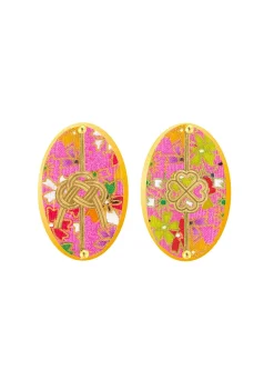 Orecchini Quadrifoglio E Nodo Rosa