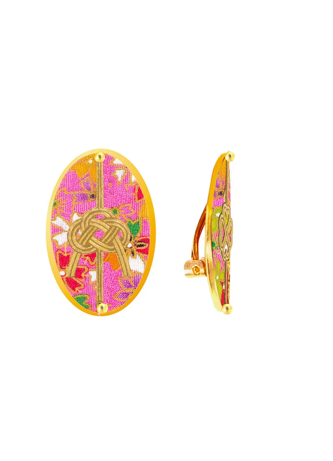 Orecchini Quadrifoglio E Nodo Rosa