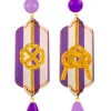 Orecchini Righe Quadrifoglio E Nodo Viola E Lilla