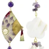 Orecchini Ventaglio E Fiore Madreperla Piccolo Viola