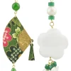 Orecchini Ventaglio E Fiore Madreperla Piccolo Verde