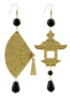 Orecchini Ventaglio Grande Oro Nero