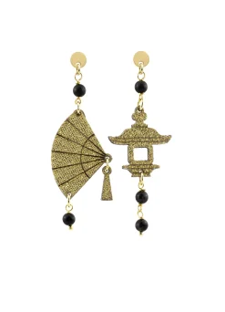 Orecchini Ventaglio Mini Oro Nero