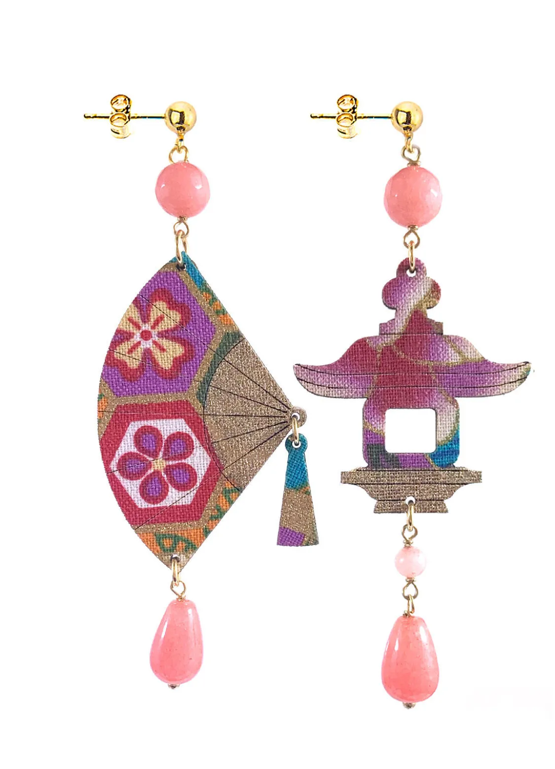 Orecchini Ventaglio Piccolo Rosa Sfaccettato