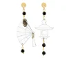 Orecchini Ventaglio Plexi Trasparente Mini Nero