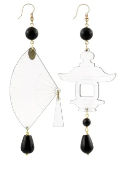 Orecchini Ventaglio Plexi Trasparente Grande Nero