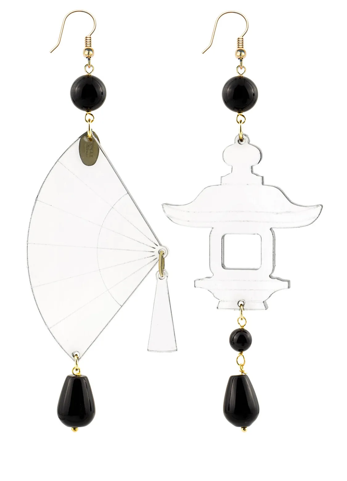 Orecchini Ventaglio Plexi Trasparente Grande Nero