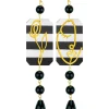 Orecchini Viso E Fiore Mini Lungo Righe Nero