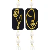 Orecchini Viso E Fiore Mini Lungo Plexi Nero Perla
