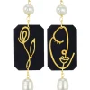 Orecchini Viso E Fiore Plexi Nero Perla