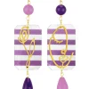 Orecchini Viso E Fiore Righe Viola E Viola Chiaro