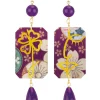 Orecchini Viso E Quadrifoglio Viola
