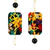 Orecchini Viso E Quadrifoglio Fiori Mini Trasparente E Nero