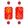 Orecchini Viso E Quadrifoglio Mini Pois Rubino
