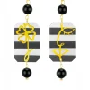 Orecchini Viso E Quadrifoglio Mini Righe Nero