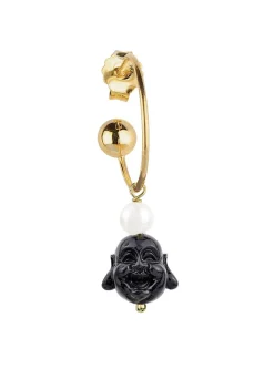 Orecchino Hoop Buddha Nero Perla