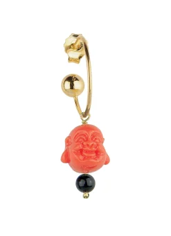 Orecchino Hoop Buddha Rosso Nero