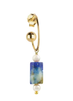 Orecchino Hoop Cilindro Blu Perla