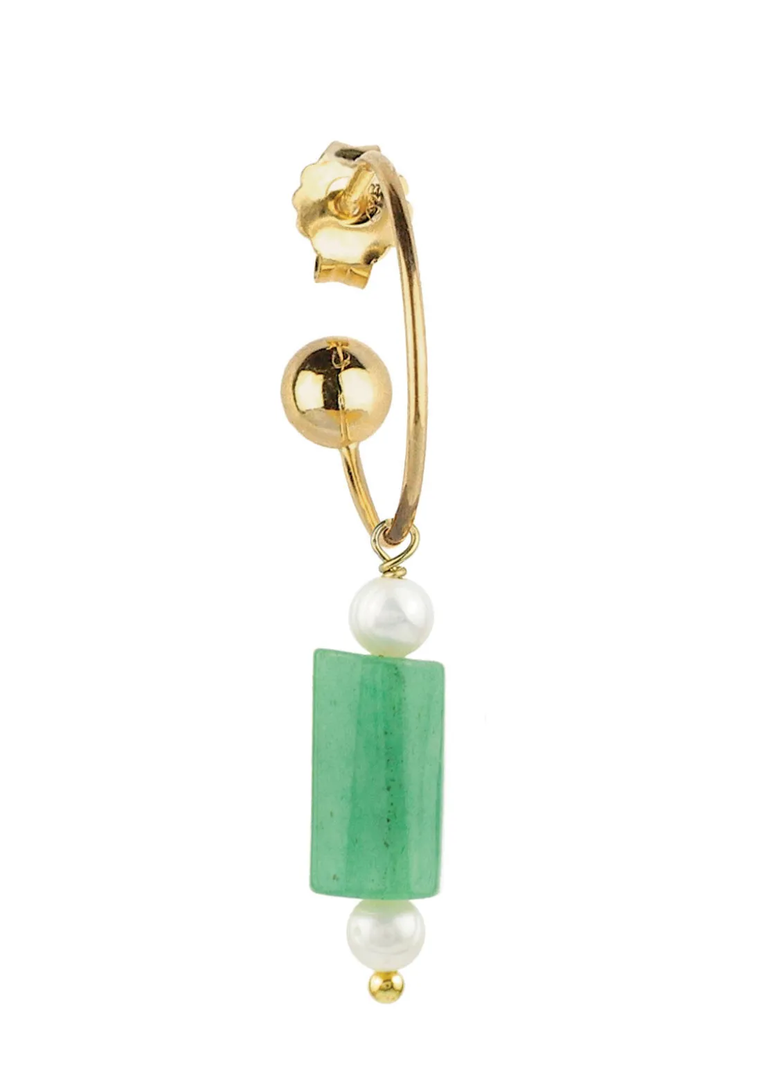Orecchino Hoop Cilindro Verde Perla