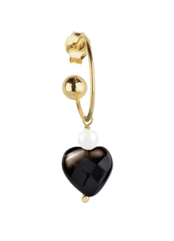 Orecchino Hoop Cuore Nero Perla