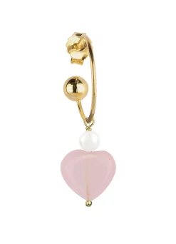 Orecchino Hoop Cuore Rosa Perla