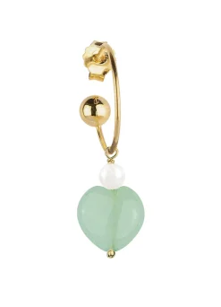 Orecchino Hoop Cuore Verde Giada Perla