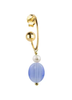 Orecchino Hoop Goccia Celeste Perla