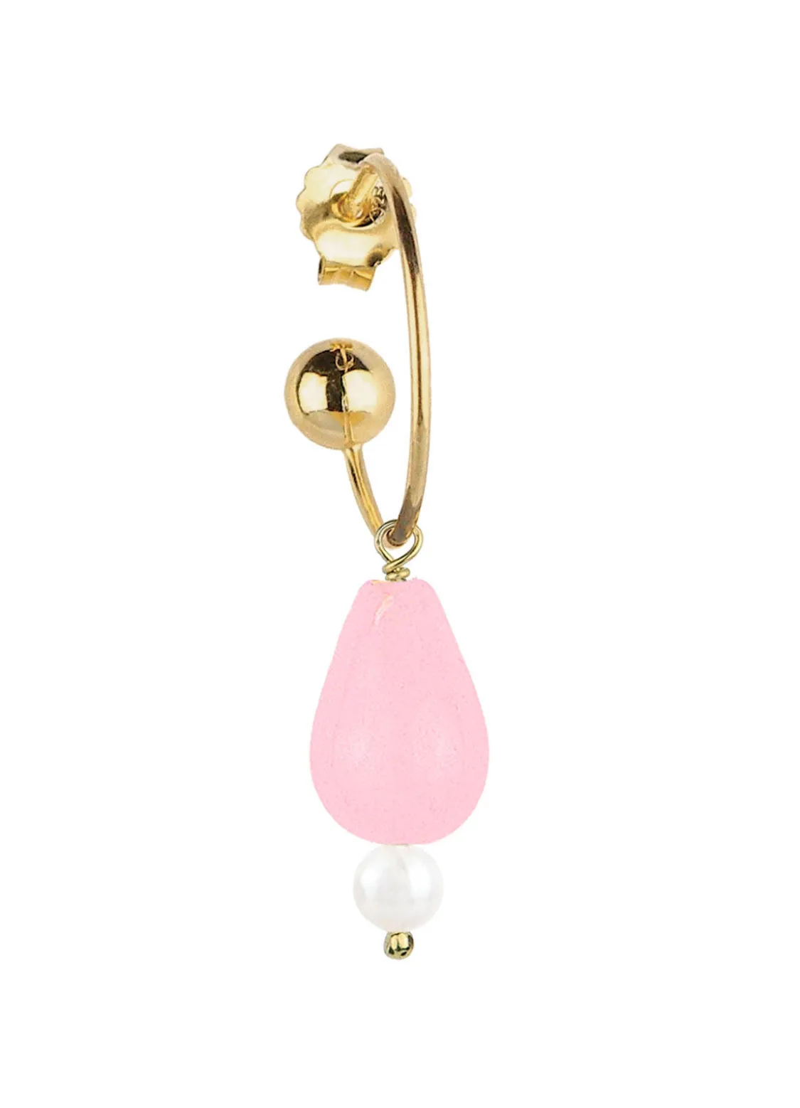Orecchino Hoop Goccia Rosa Perla