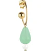 Orecchino Hoop Goccia Verde Giada Perla