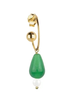 Orecchino Hoop Goccia Verde Perla