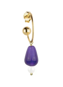 Orecchino Hoop Goccia Viola Perla