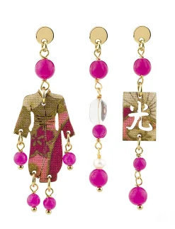 Tris Orecchini Kimono Mini Fucsia