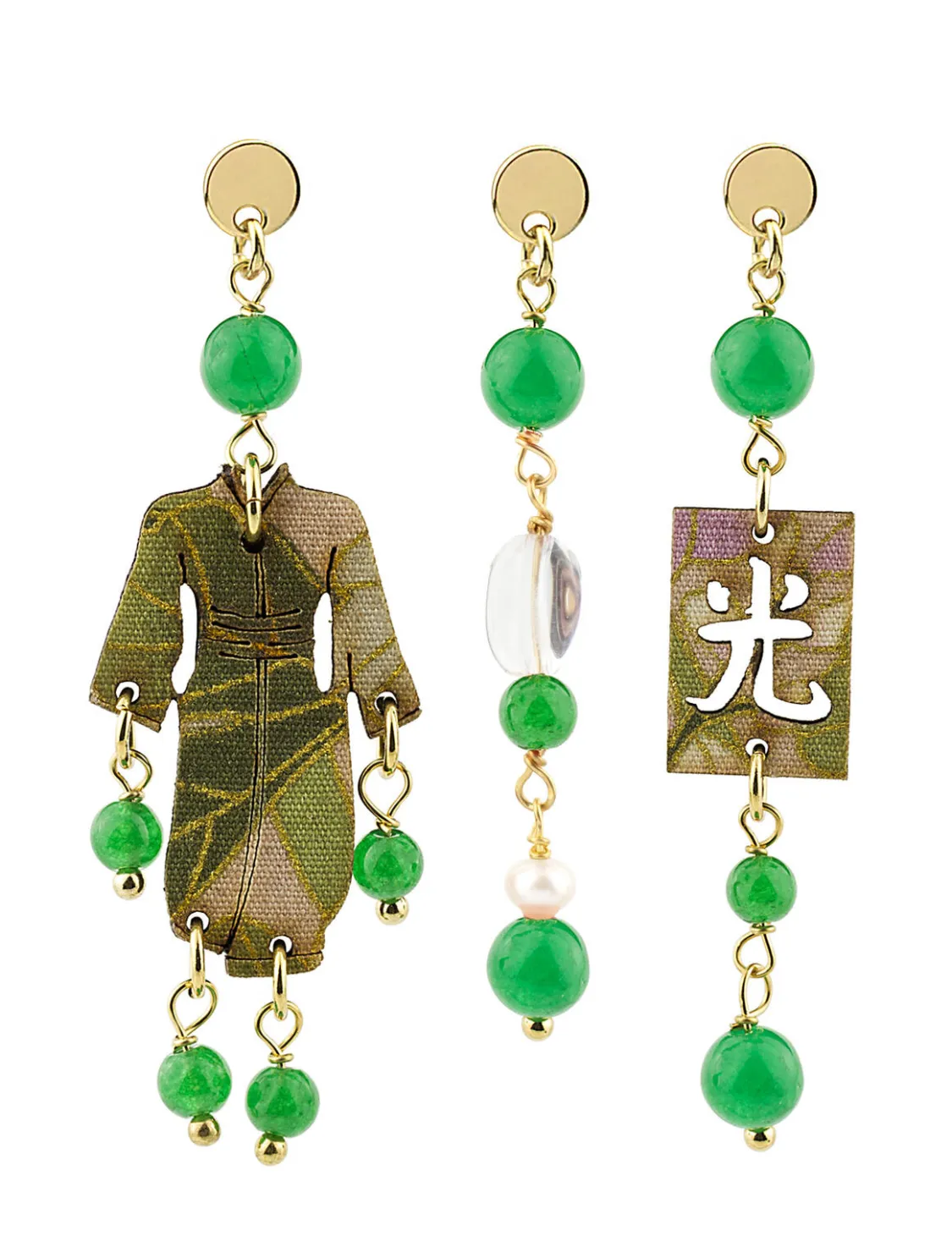 Tris Orecchini Kimono Mini Verde